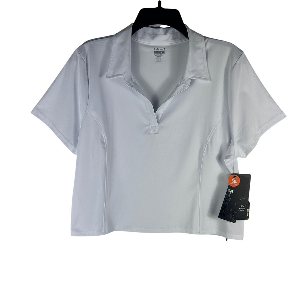 Hind Womens White Short Sleeve Golf Polo Shirt UPF 50 XL CY2334 NEW